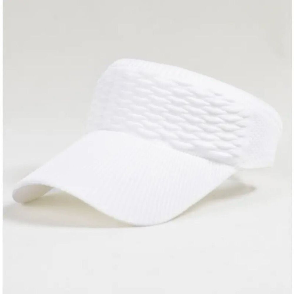 NWT Gorgeous White Knit Visor Elastic Sun Hat UV Protection
